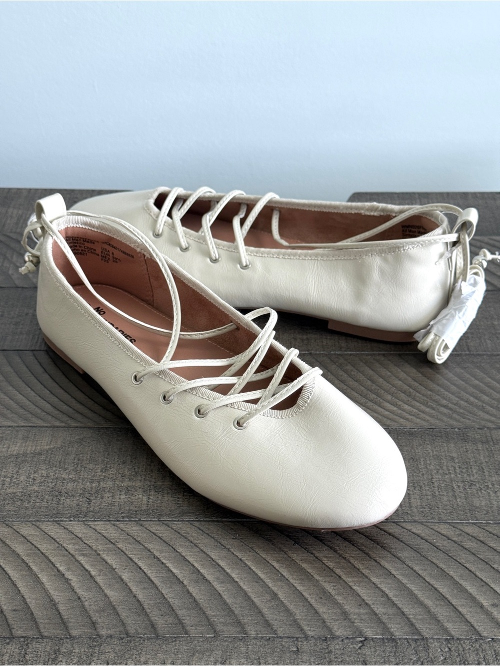 No Boundaries Sintetico Corset Ballet Flats Cream Women’s Size 8 NEW